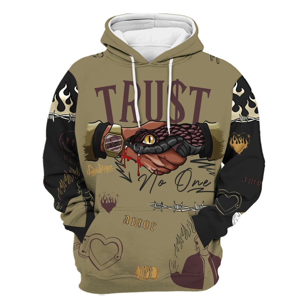 Hoodie To Match Black Olive 7s - Snake Trust No One All Over Print