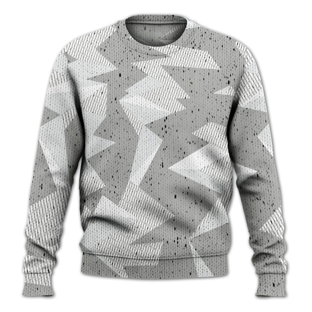 Knitted Sweater To Match Retro White Oreo 4s - Geometric Camouflage Pattern