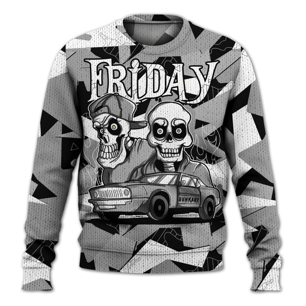 Knitted Sweater To Match Black Wolf Grey 12s - Friday Funny Retro