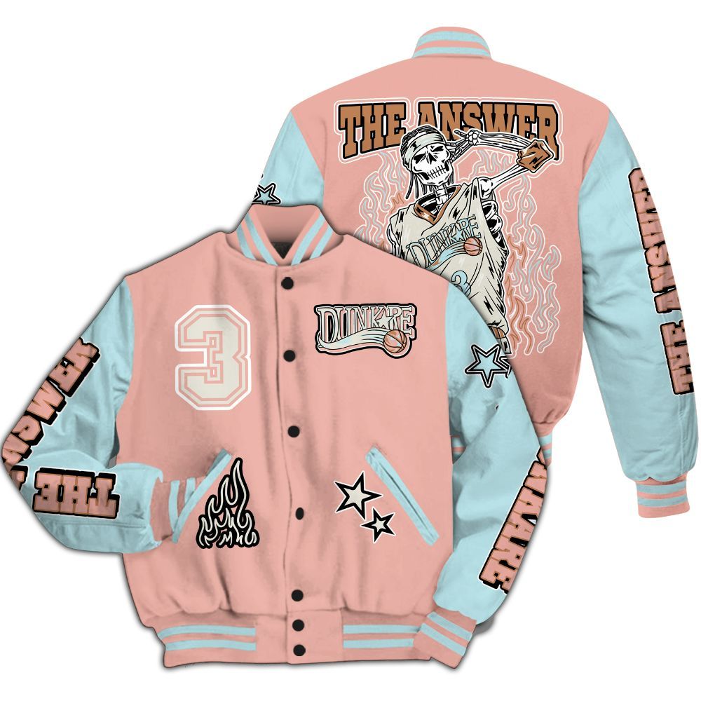 Varsity Jacket To Match Dunk Low Glacier Arctic - Allen Answer Skeleton All Over Print