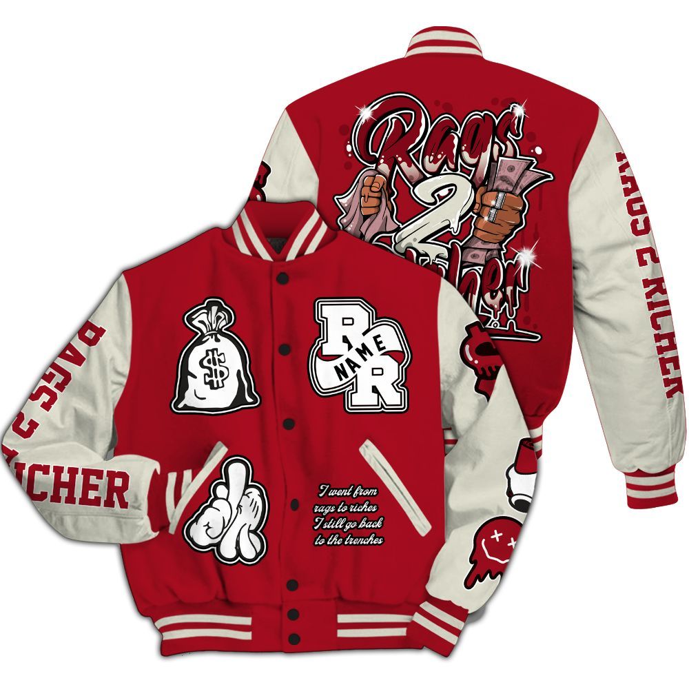 Varsity Jacket To Match 2025 High OG Cinnabar 1s - Rag 2 Rich Graphic Custom Name All Over Print