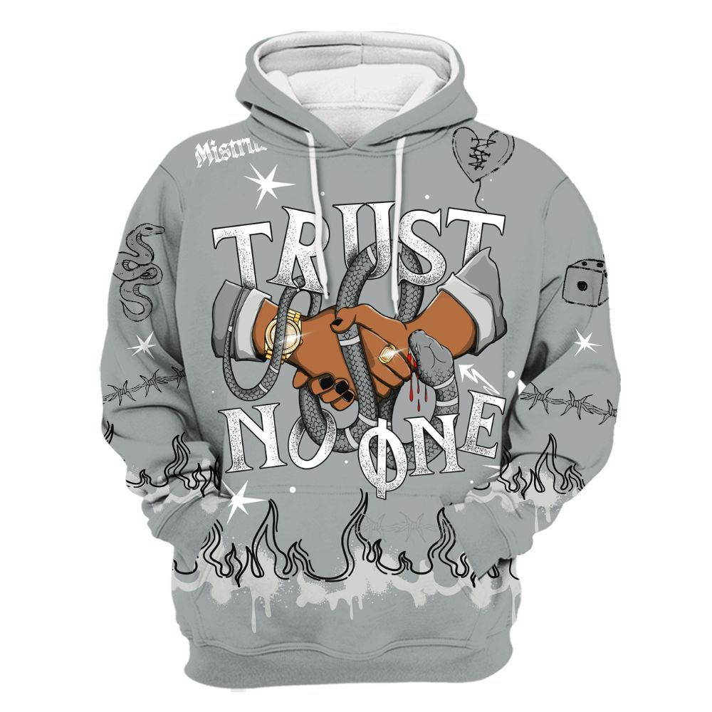 Hoodie To Match Dunk Low White Light Smoke Grey - Trust No One Snake-Bite Doodle Crayon All Over Print