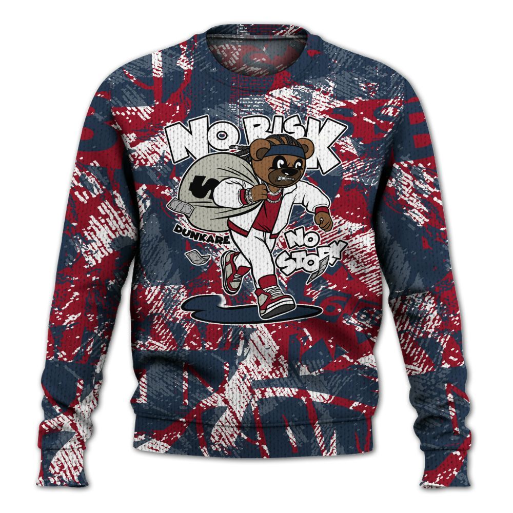 Knitted Sweater To Match Navy Blue 2024 6s - Certain Bear Abstract Graffiti