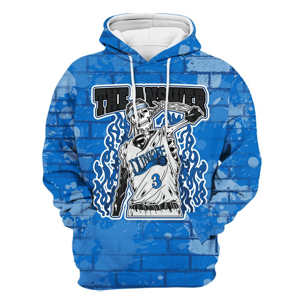 Hoodie To Match Blueberry 12s - Allen Answer Skeleton Brick All Over Print
