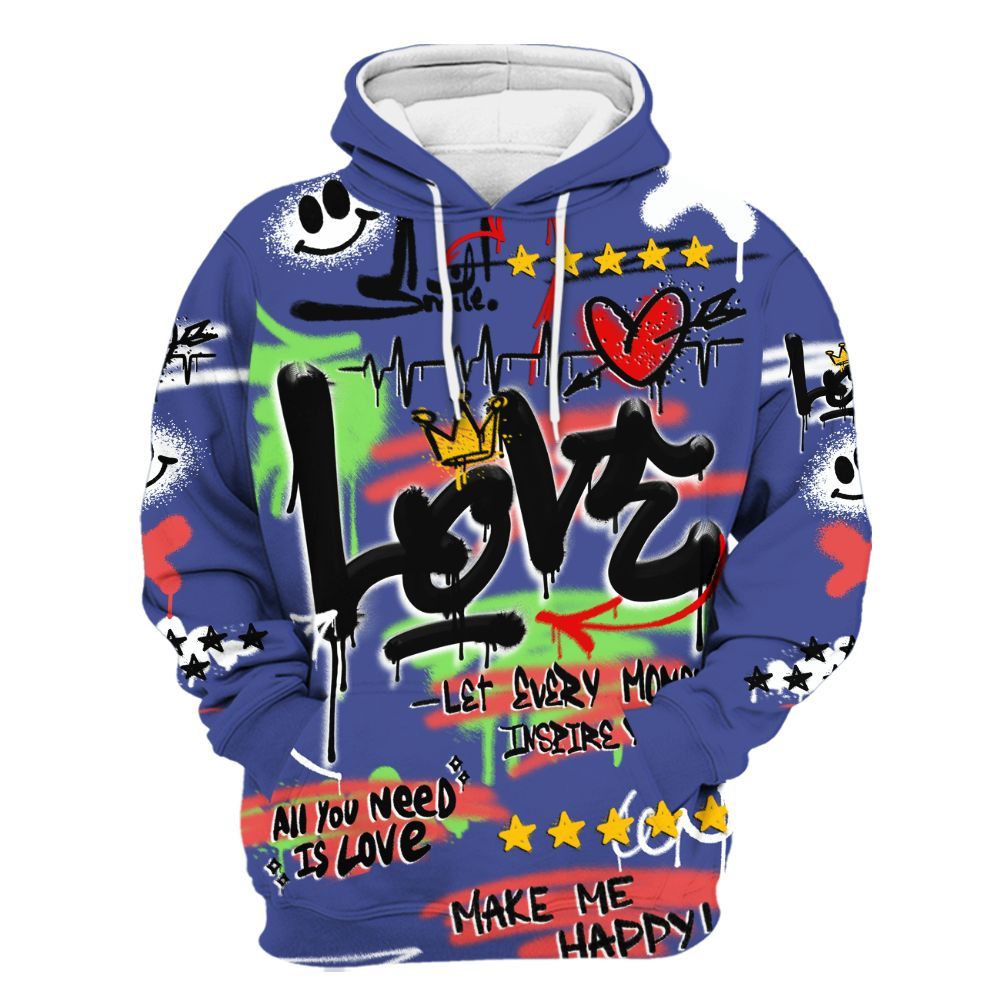 Hoodie To Match KD 4 Nerf - Happy Love Beats Graffiti Streetwear All Over Print