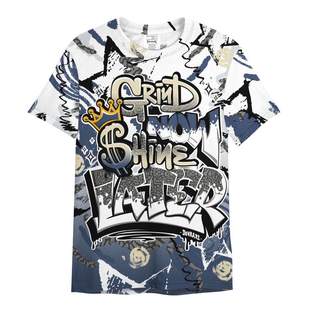 Shirt To Match Diffused Blue 3s - Grind Shine Later Drip All Over Print