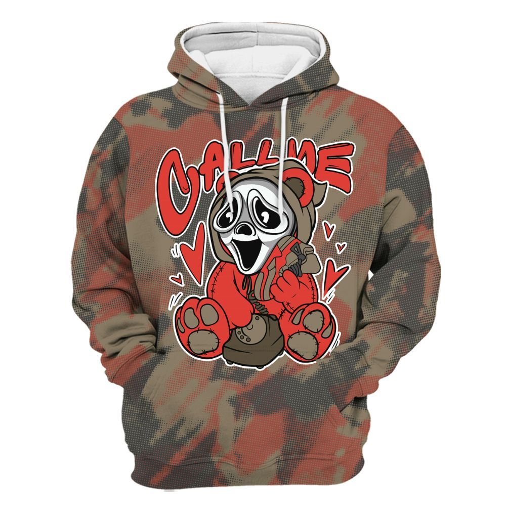 Hoodie To Match Olive 9s - Call Me Bear Abstract Halftone All Over Print
