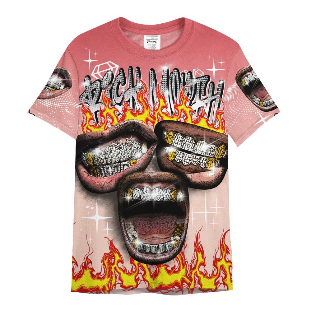 Shirt To Match Washed Coral 2s Shirt, Rich Mouth Fire Rap Retro 90s All Over Print