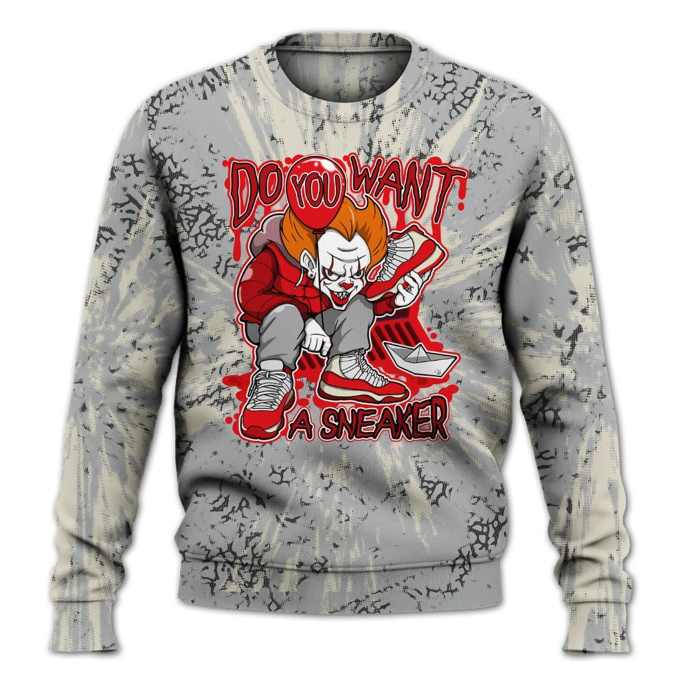 Sweatshirt To Match Cement Grey 3s - Clown Scary Sneakers Graphic Halloween All Over Print