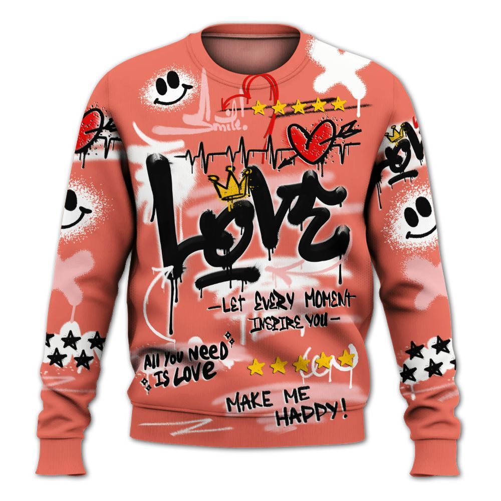 Sweatshirt To Match Low OG PSG 1s - Happy Love Beats Graffiti Streetwear All Over Print