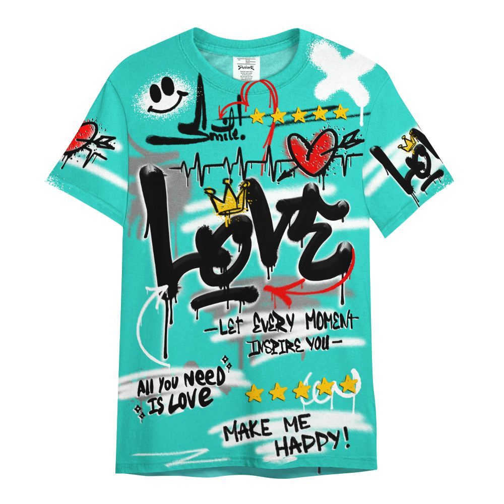 Shirt To Match Dunk Low Clear Jade - Happy Love Beats Graffiti Streetwear All Over Print