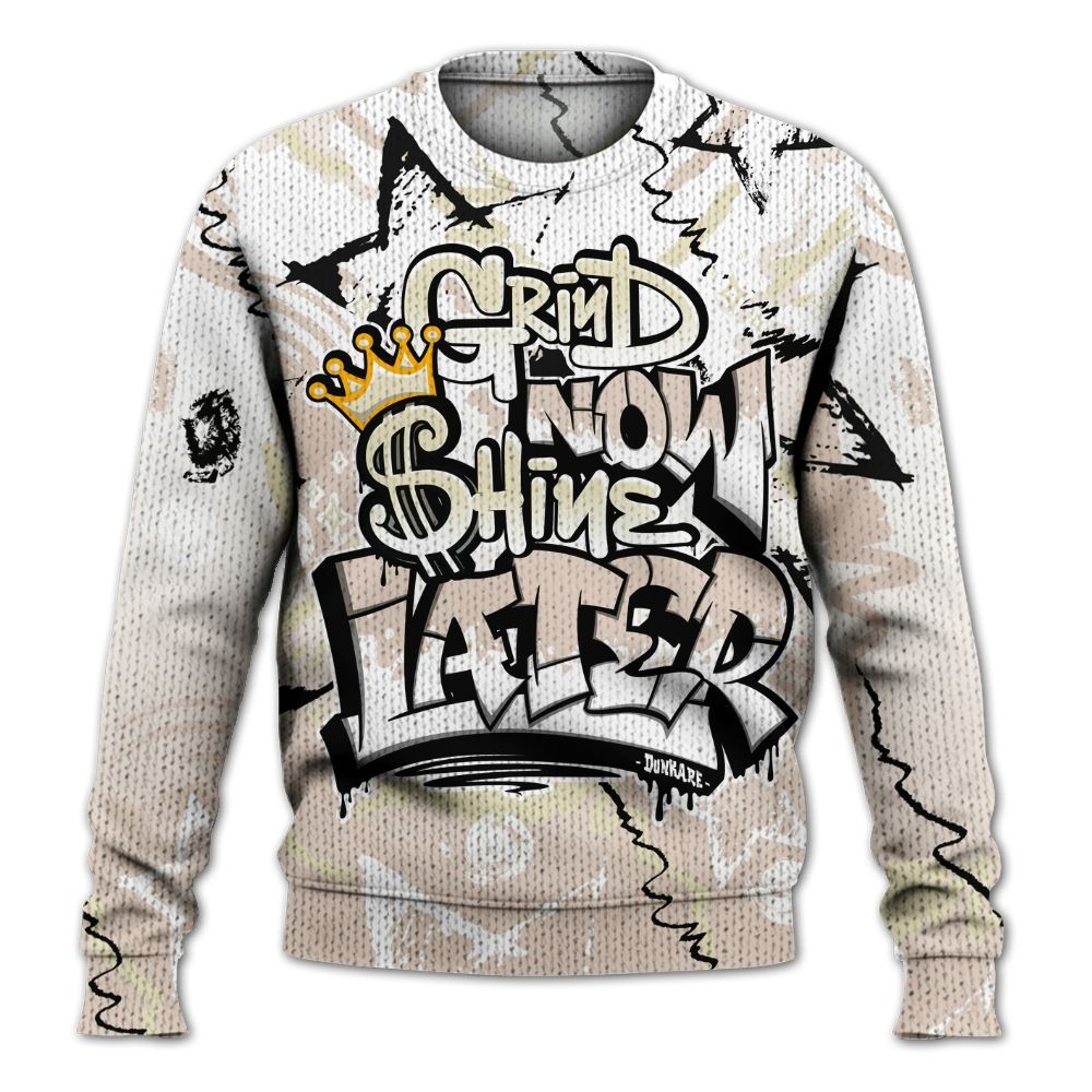 Knitted Sweater To Match A Ma Maniere X Fossil Stone 4s - Grind Shine Later Drip