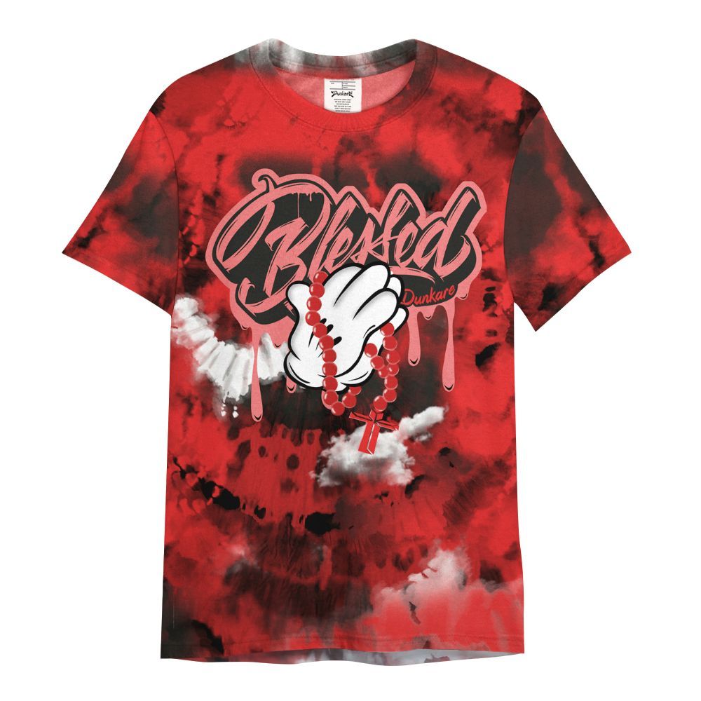 Shirt To Match Red Thunder 4s - God Blessed Tie Dye All Over Print