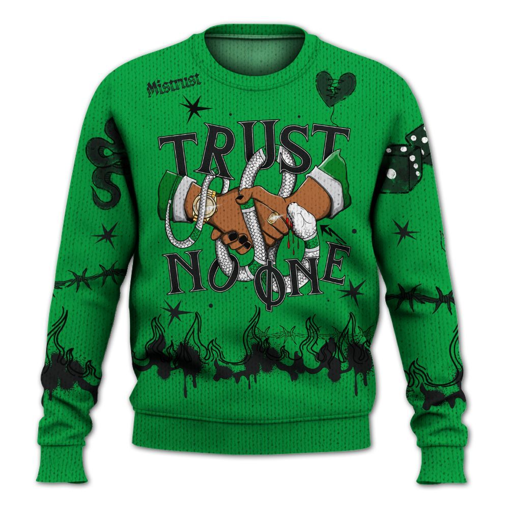 Knitted Sweater To Match Low Lucky Green 1s - Trust No One Snake-Bite Doodle Crayon
