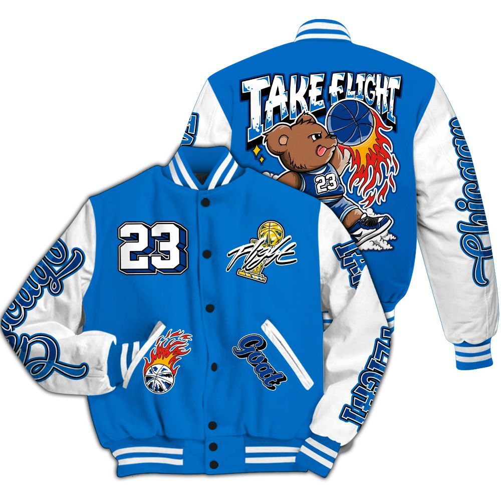 Varsity Jacket To Match Blueberry 12s - Number 23 Basketball Bear All Over Print