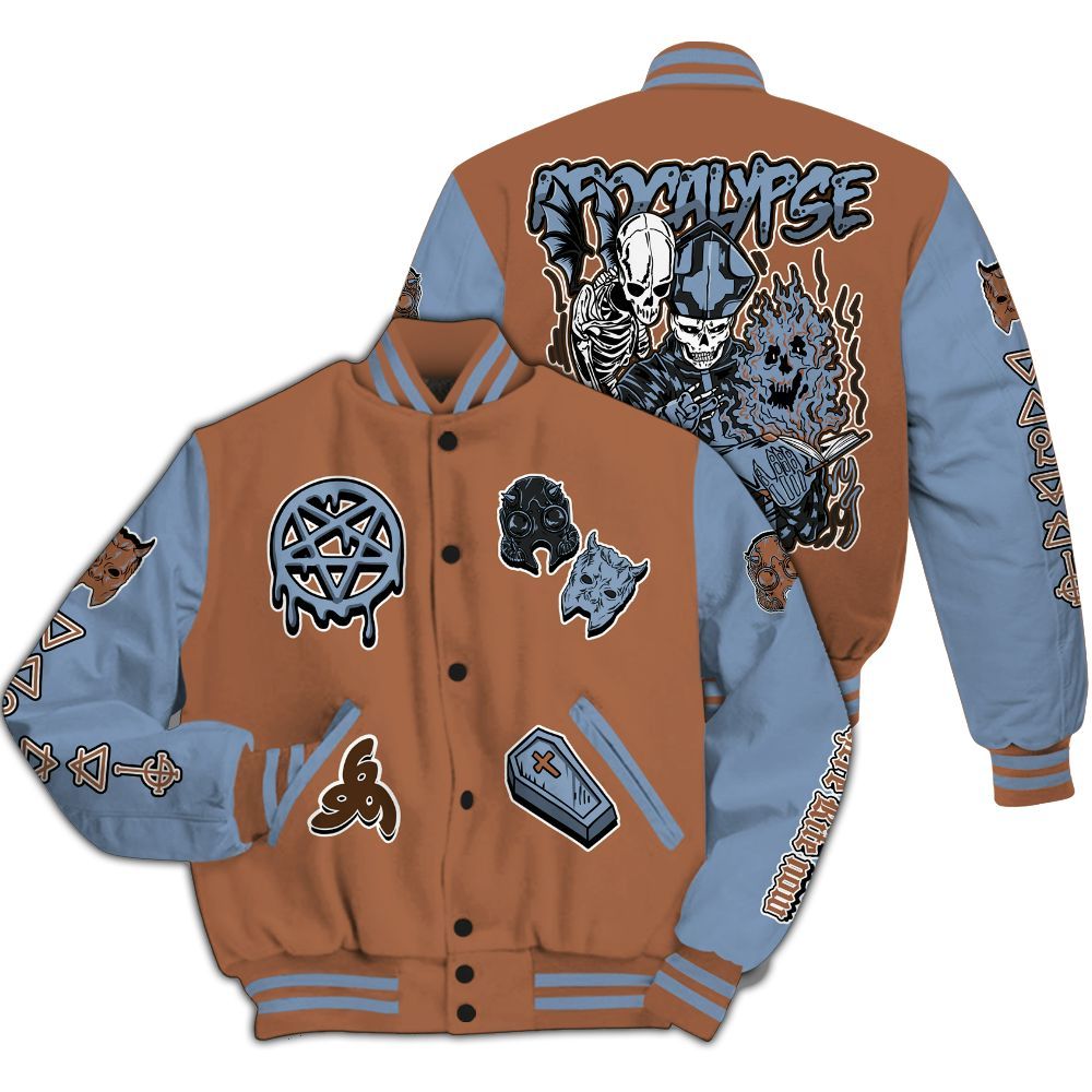 Varsity Jacket To Match Air Foamposite Metallic Copper - Apocalypse Skeleton All Over Print