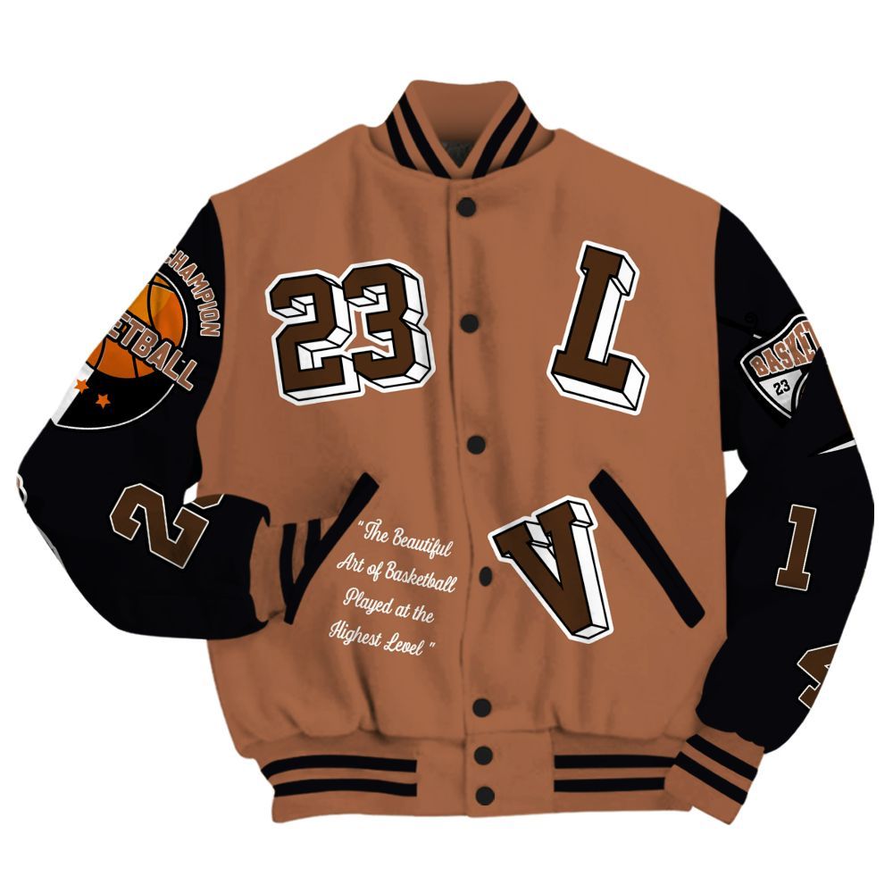 Varsity Jacket To Match Air Foamposite Metallic Copper - The GOAT Got Em Streetwear All Over Print