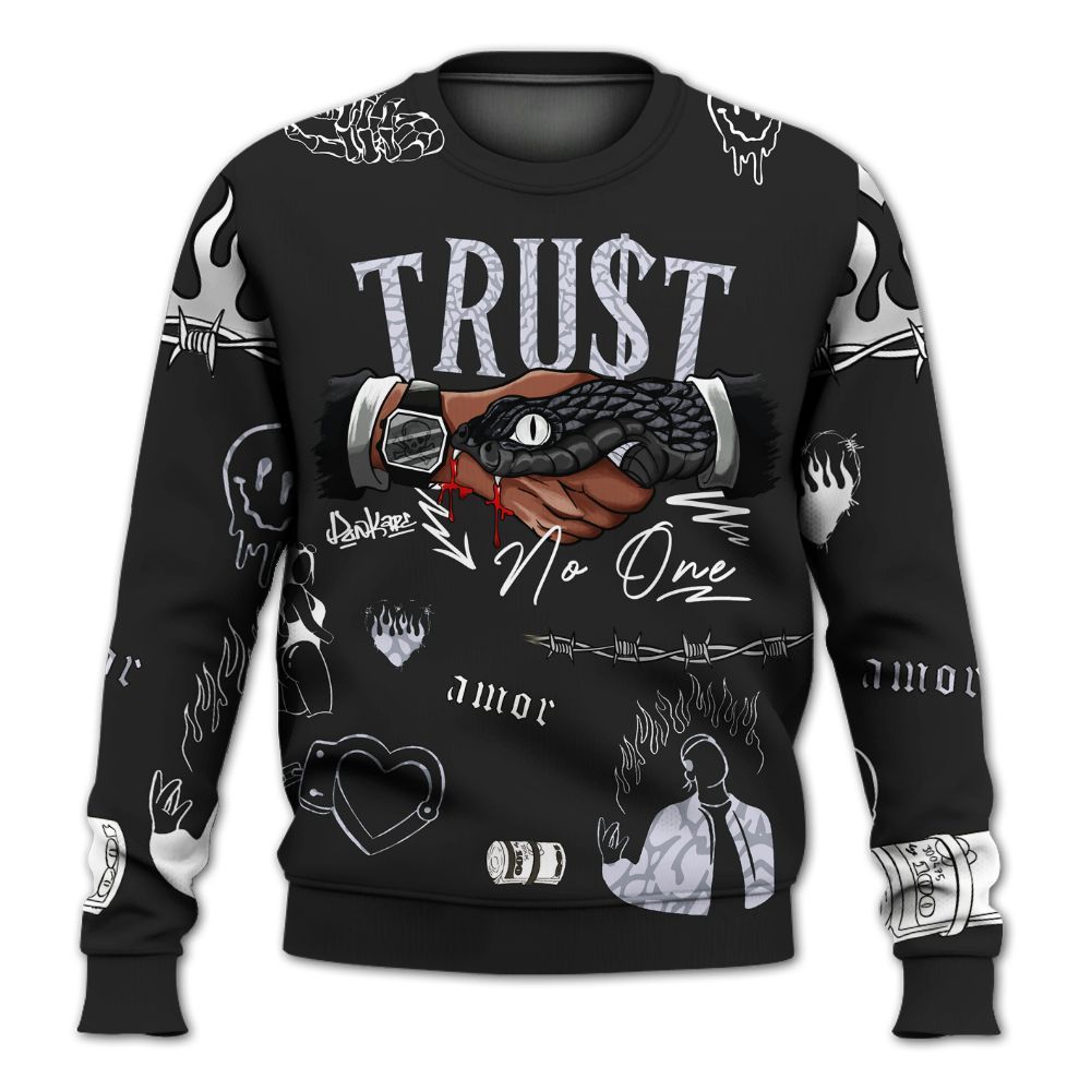 Sweatshirt To Match Black Cat 3s - Snake Trust No One All Over Print