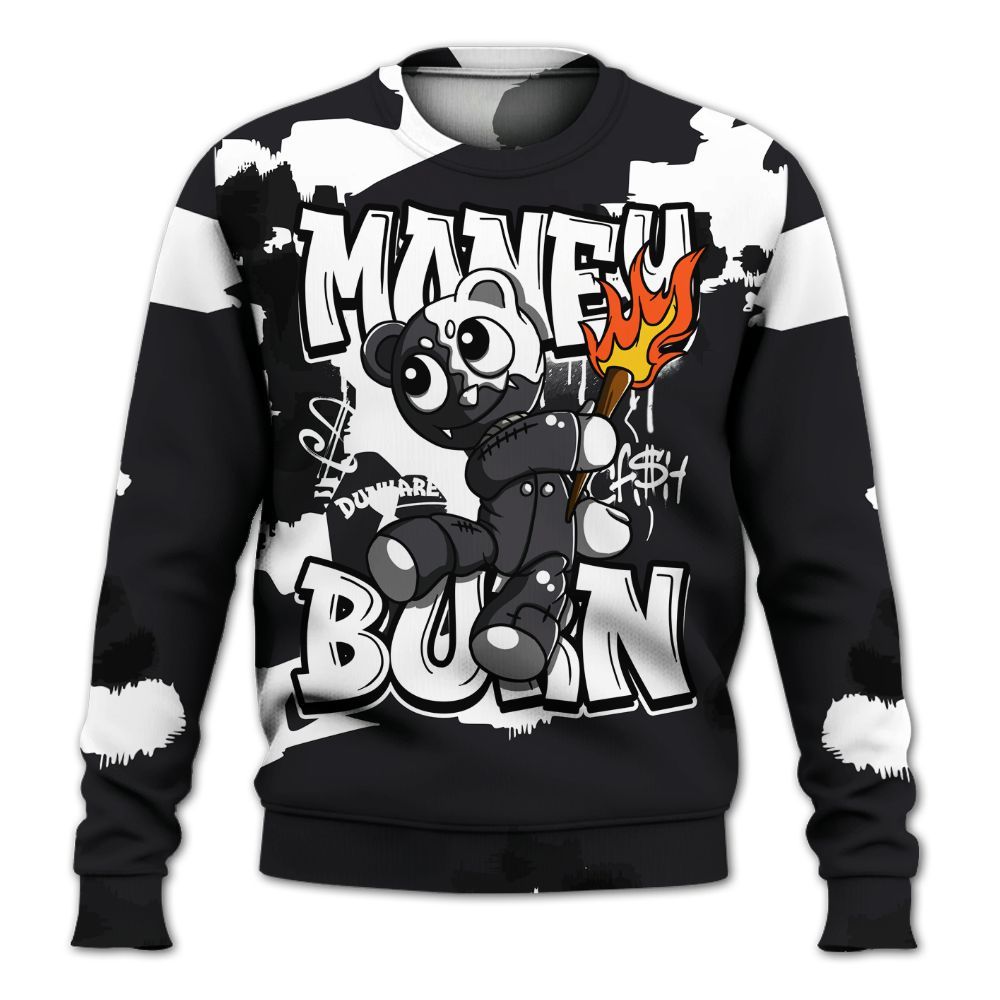 Sweatshirt To Match White Thunder 4s - Money Burn Retro All Over Print