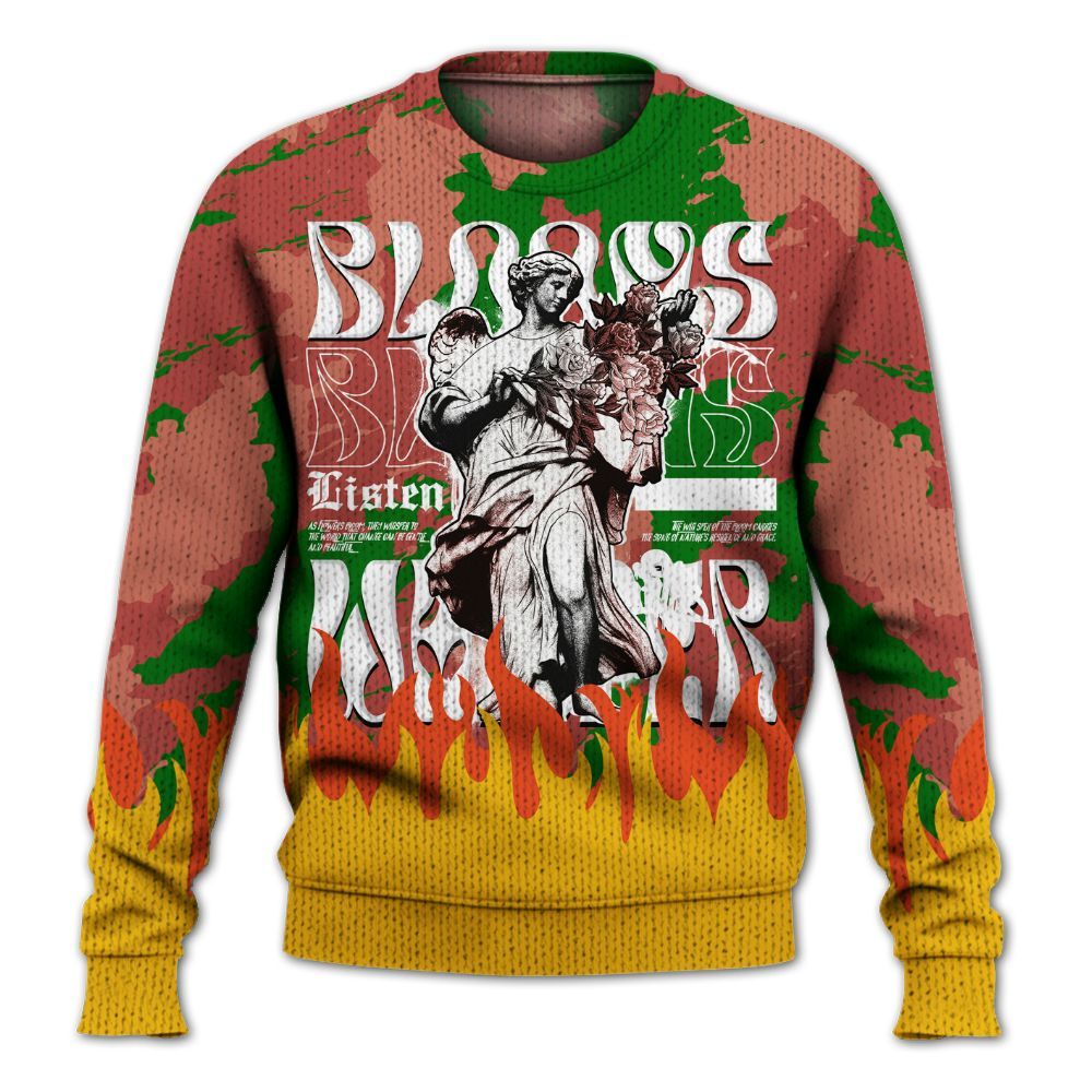 Knitted Sweater To Match Dune Red 13s - Blooms Whisper Retro