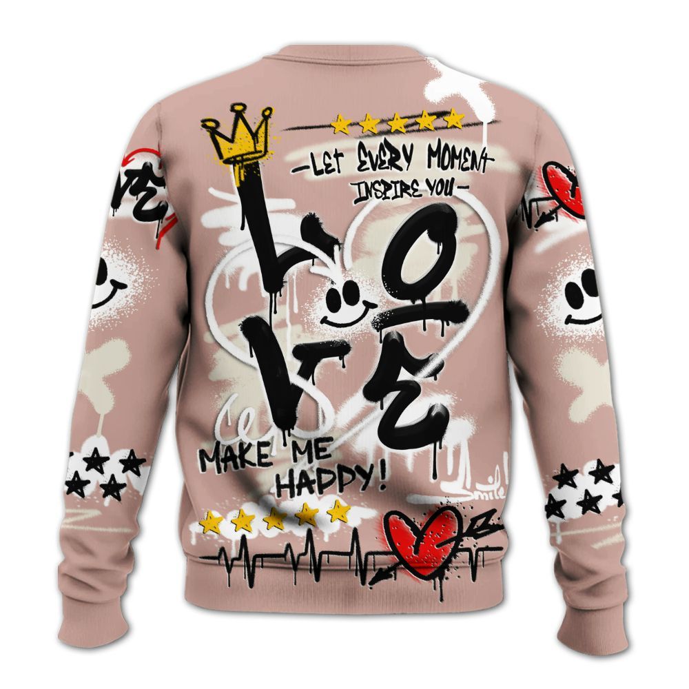 Sweatshirt To Match Air Force Low 1 Arctic Orange - Happy Love Beats Graffiti Streetwear All Over Print