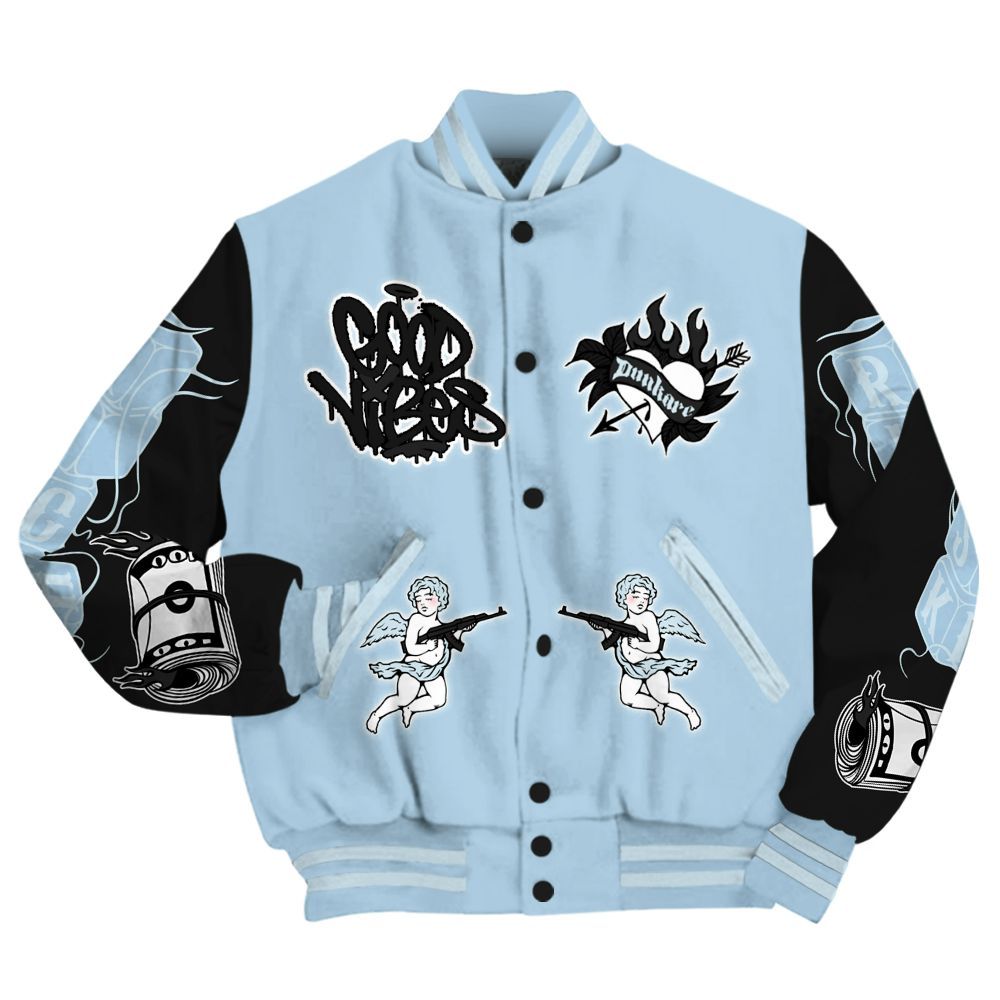 Varsity Jacket To Match Foamposite One Psychic Blue - Angel Hustle Money All Over Print