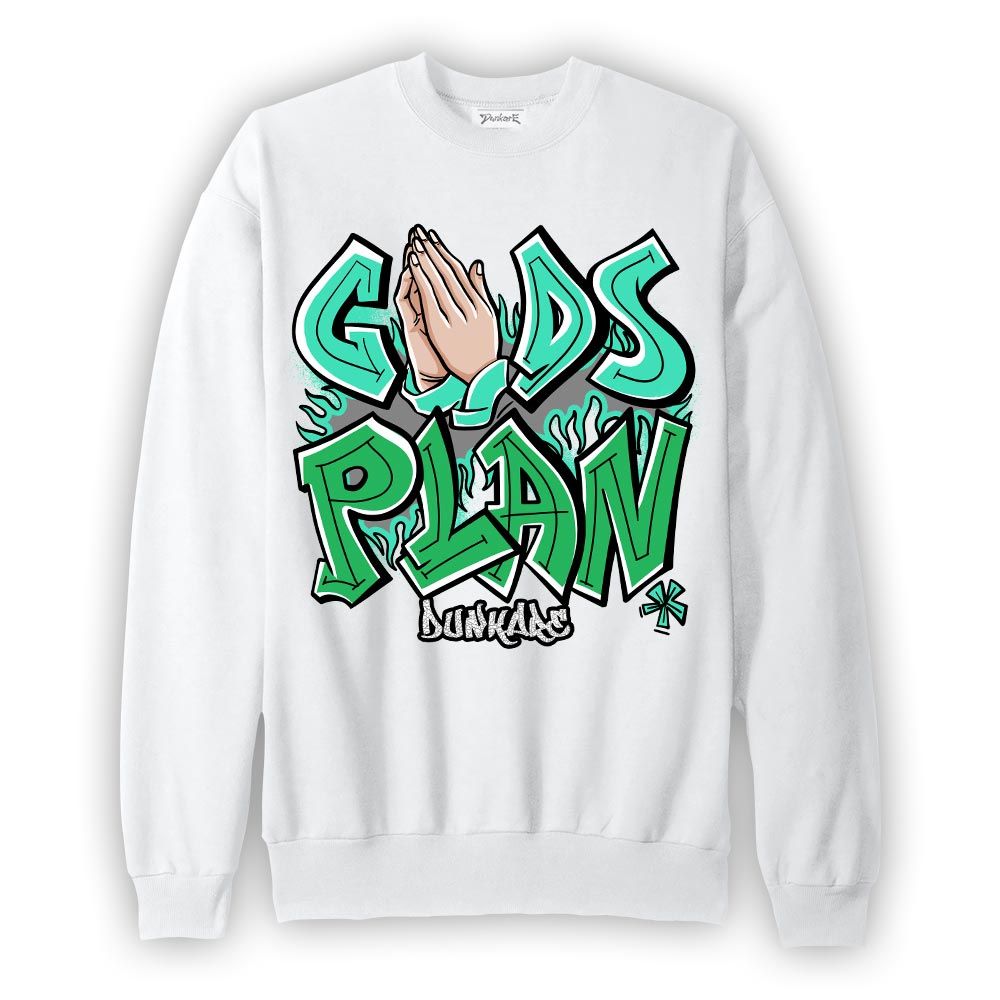Sweatshirt To match Black Green Glow 3s Sweatshirt - Gods Plan Graffiti Graphic
