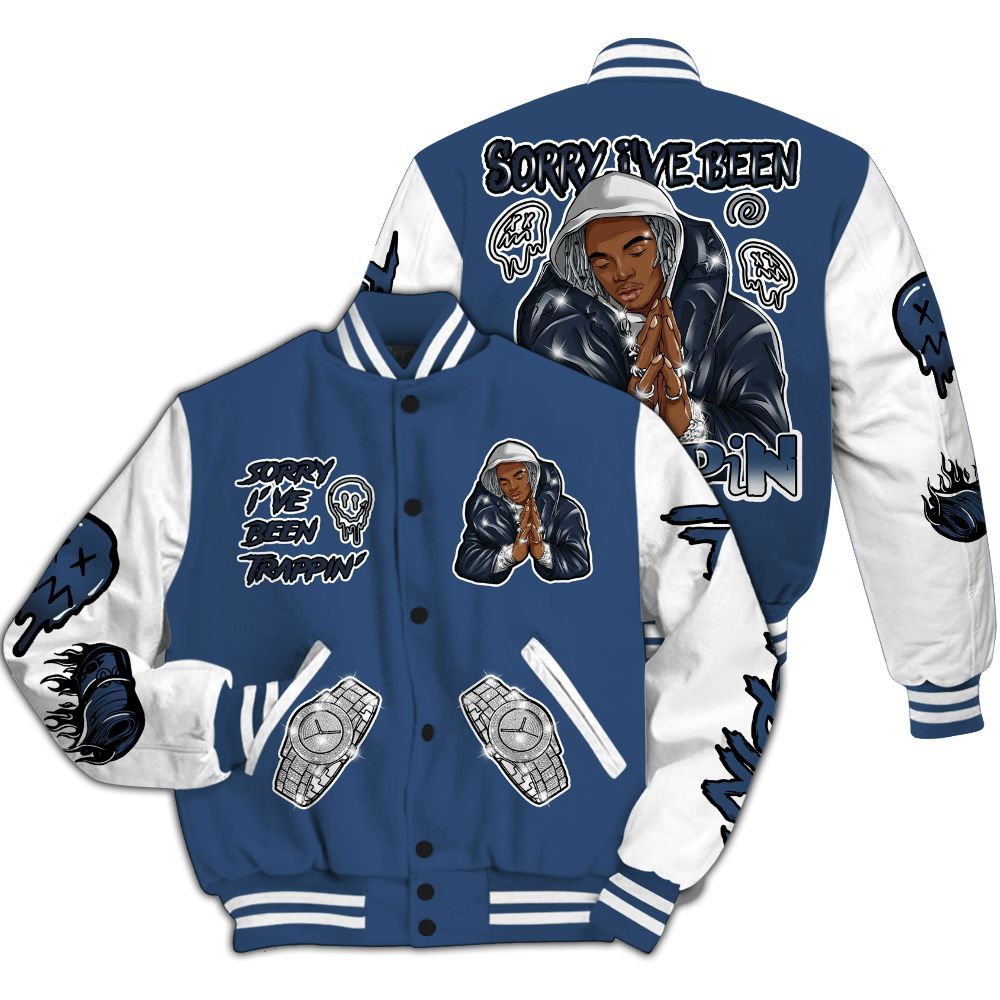 Varsity Jacket To Match Midnight Navy 4s - Trappin' Unique All Over Print
