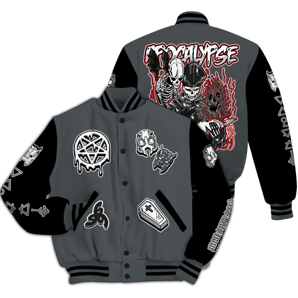 Varsity Jacket To Match Black RM Nigel Sylvester 4s - Apocalypse Skeleton All Over Print