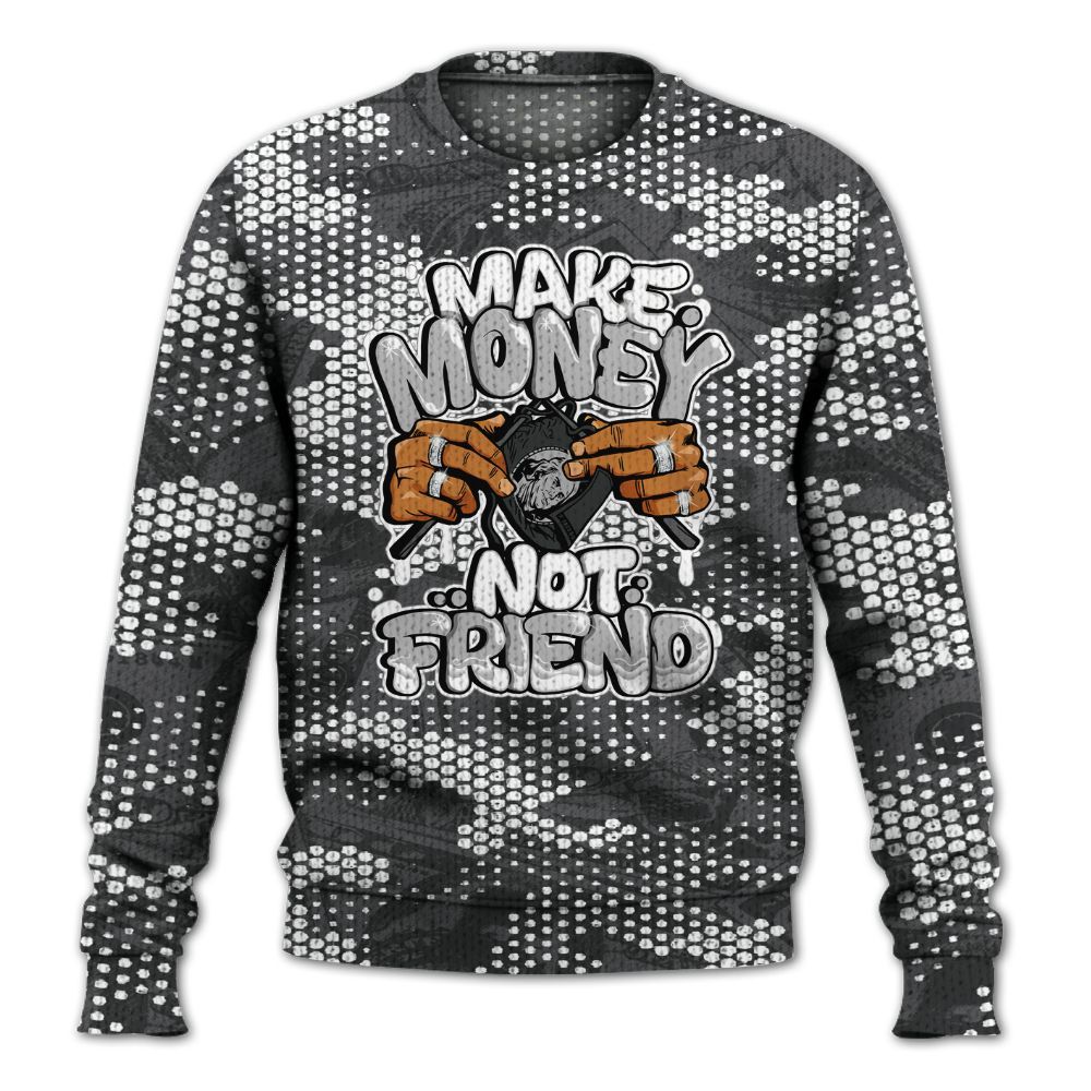 Knitted Sweater To Match White Thunder 4s - Make Moneys Not Friend Graphic Banknotes