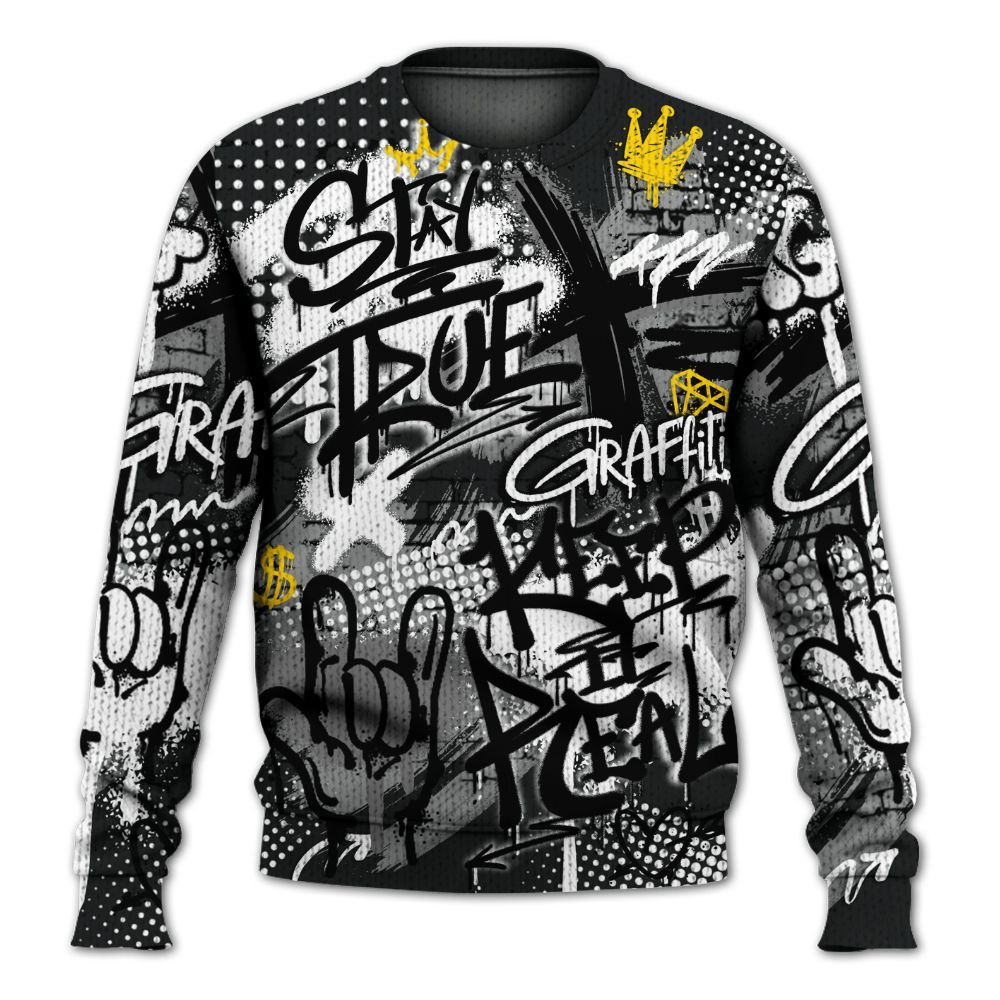 Knitted Sweater To Match Low 85 Metallic Black 1s - True It Real Graffiti Streetwear