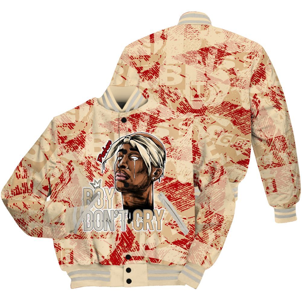 Varsity Jacket To Match Dunk Low Strawberry Waffle Shirt, Boiz Ain't Cry Unique Abstract All Over Print