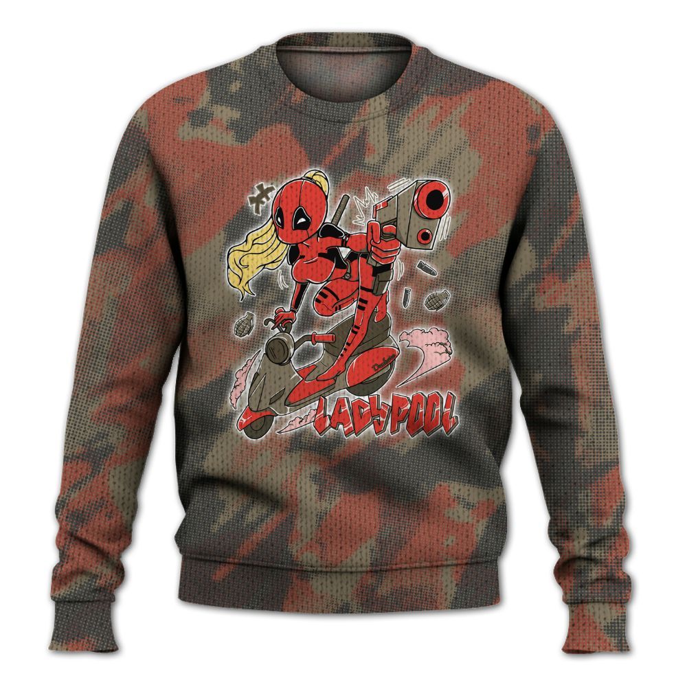 Knitted Sweater To Match Olive 9s - Lady Pool Cartoon Abstract Halftone