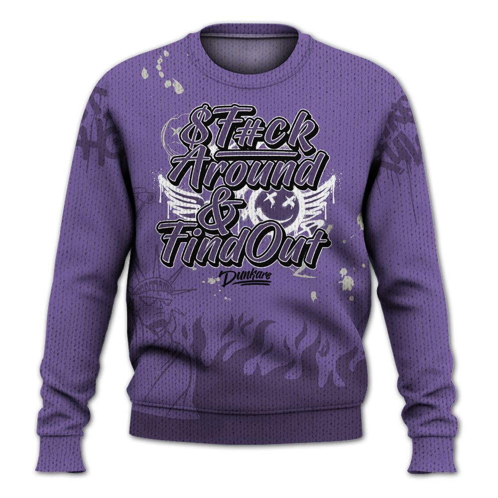 Knitted Sweater To Match Dunk Low Black Raspberry - Graphic Fck Around Find Out