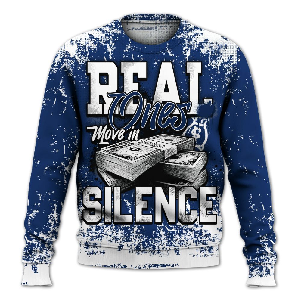 Sweatshirt To Match High OG Deep Royal Blue 1s - Move In Silence Money Street Retro All Over Print