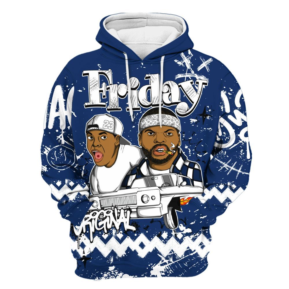Hoodie To Match High OG Deep Royal Blue 1s - Friday Sneaker Crayon All Over Print