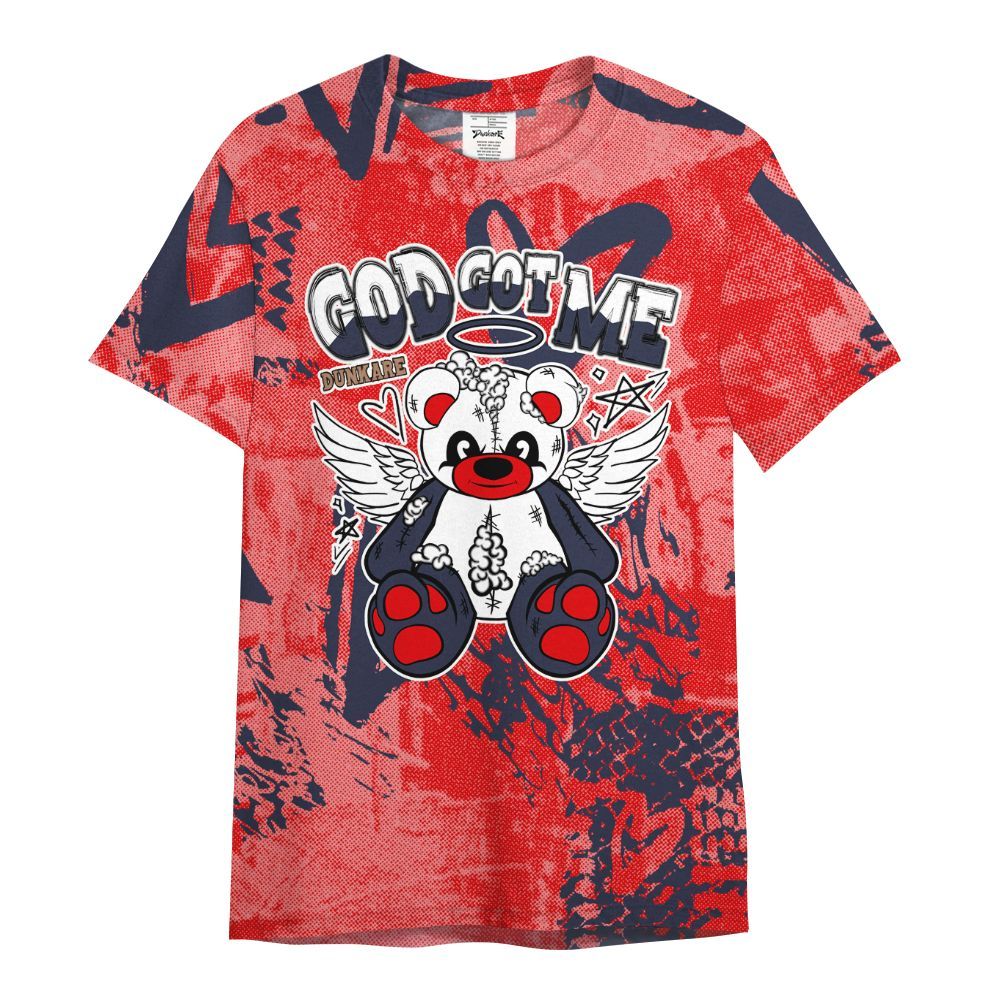 Shirt To Match Low OG Howard Bison 1s - Gods Guides Me Bear Heart Grunge All Over Print