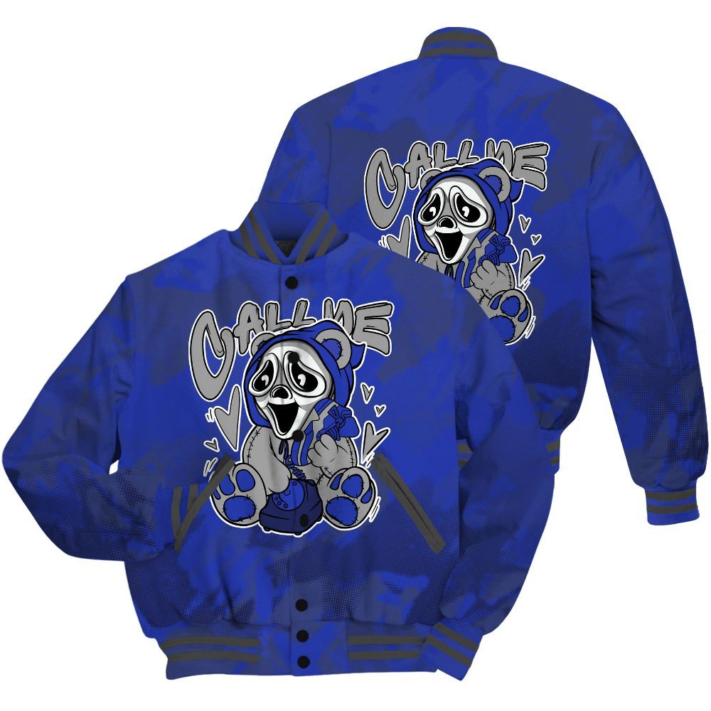 Varsity Jacket To Match Air Max Plus Black Racer Blue Shirt - Call Me Bear Abstract Halftone All Over Print