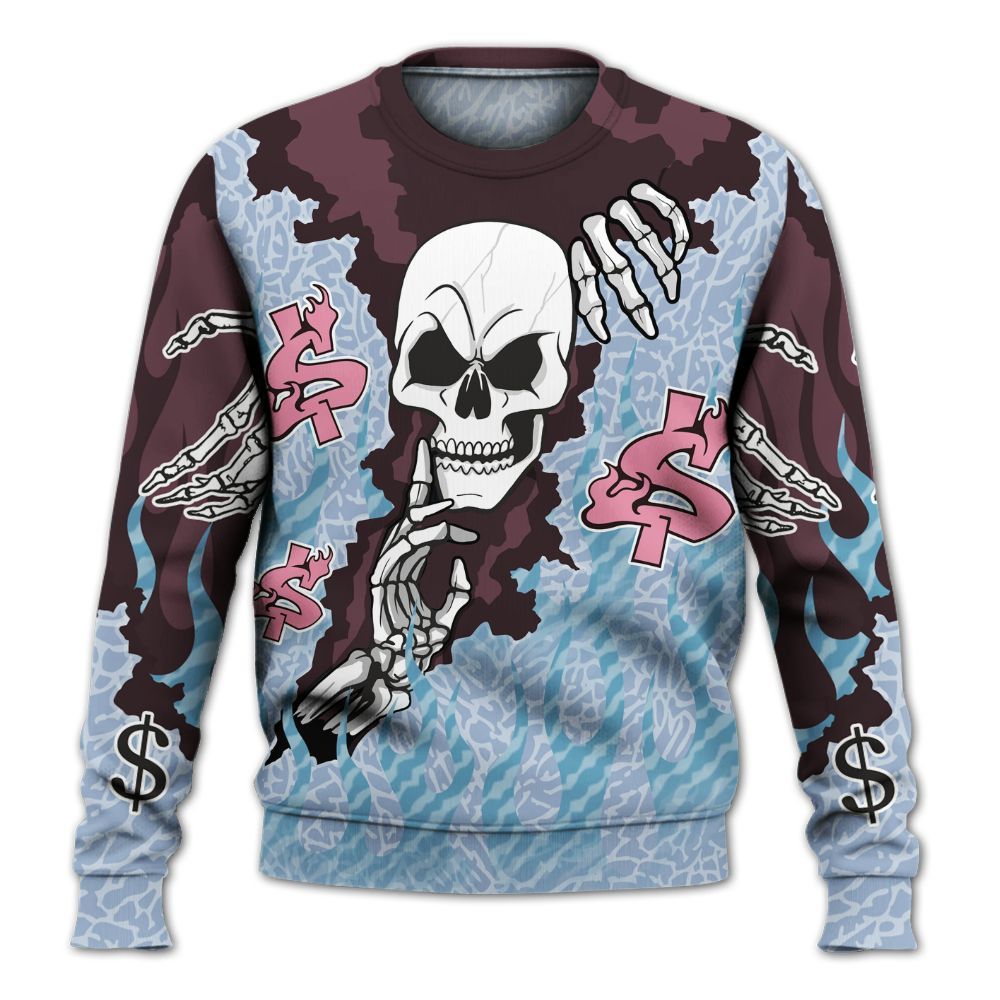 Sweatshirt To Match Denim Pink Glow 3s - Ones Move In Silence Graphic Trapped All Over Print