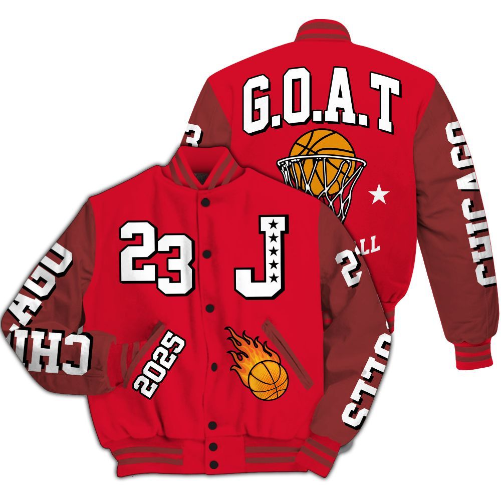 Varsity Jacket To Match Air Max Sunder Gore Tex Fire Red - Chicago 23 Basketball All Over Print