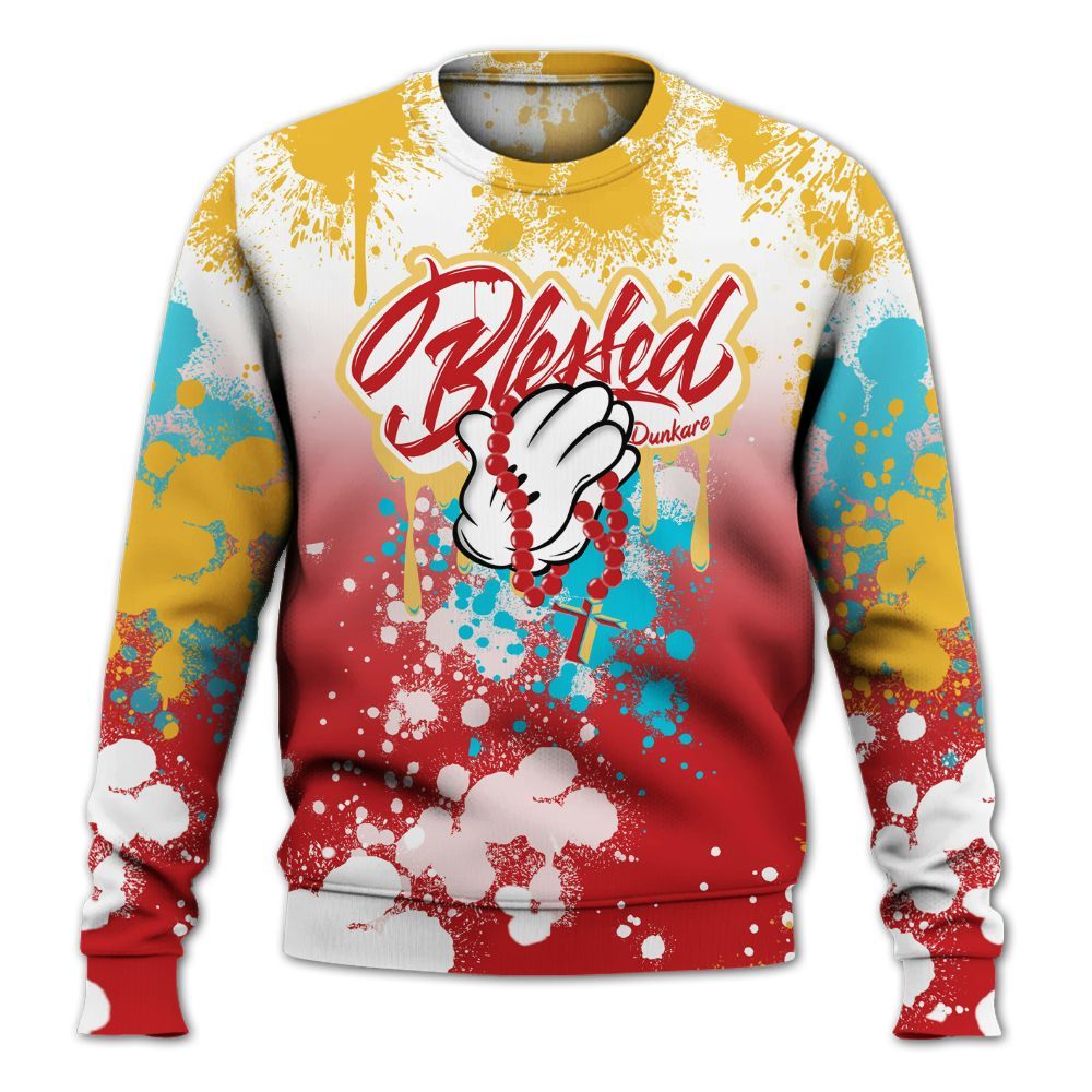 Sweatshirt To Match Dunk Low Fruity Pebbles - God Blessed Ink Drip All Over Print
