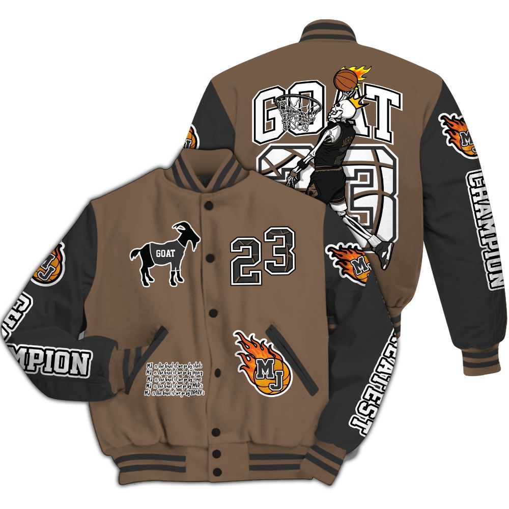 Varsity Jacket To Match Dark Mocha Jack - 23 G.0.A.T Jump Up Basketball All Over Print