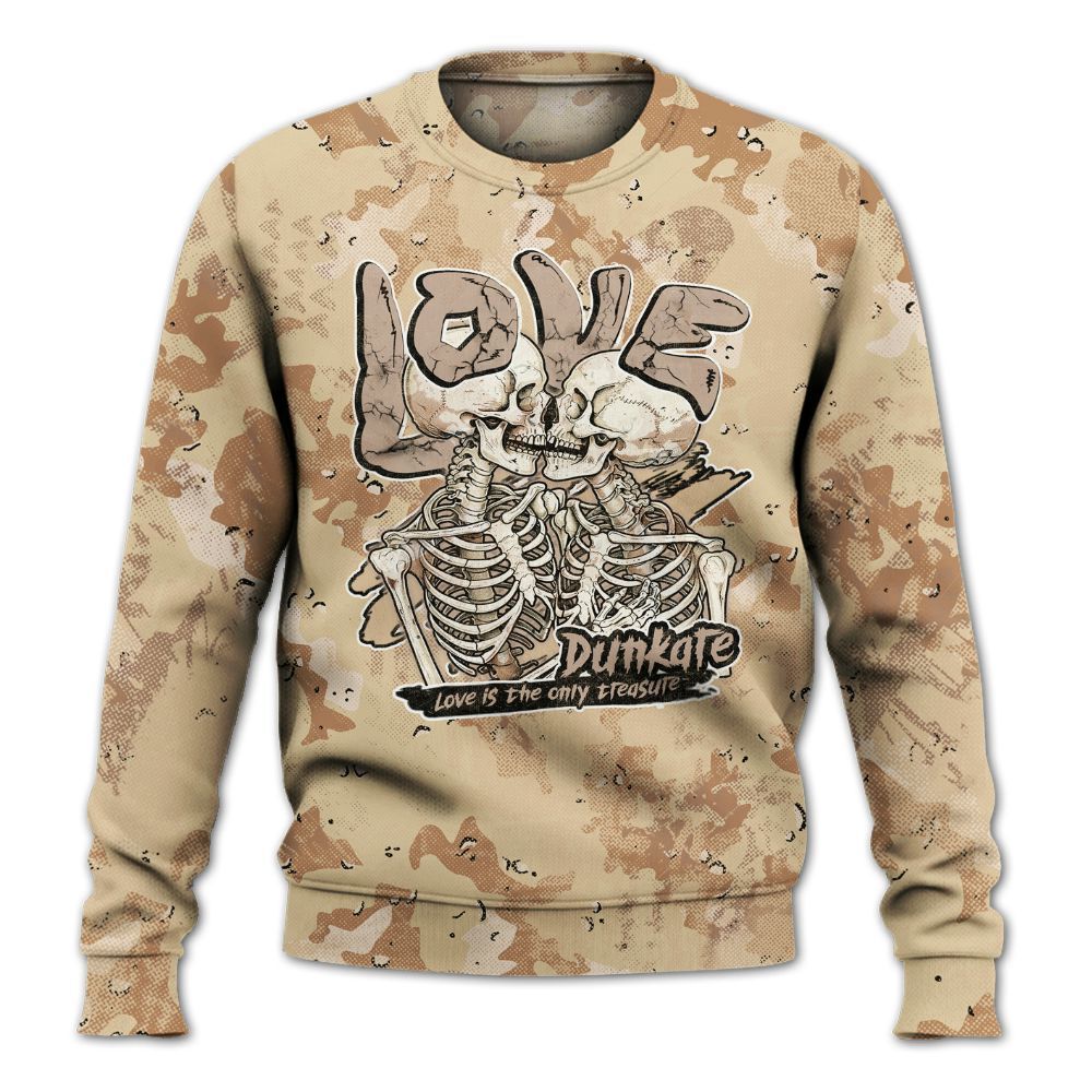 Sweatshirt To Match Desert Camo 3s - Skull Love All Over Print