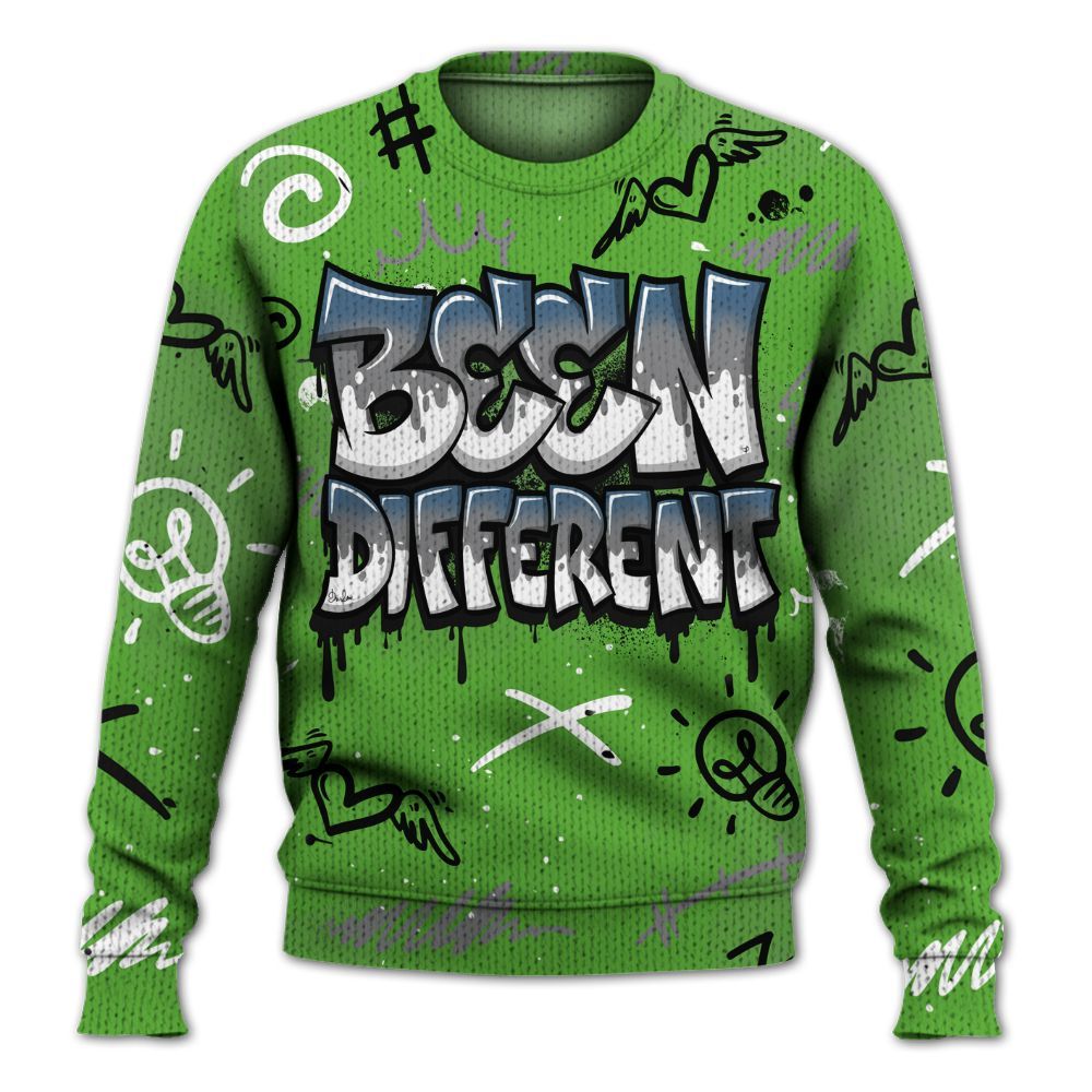 Knitted Sweater To Match Retro Green Bean 5s - Drip Been Di2ferent