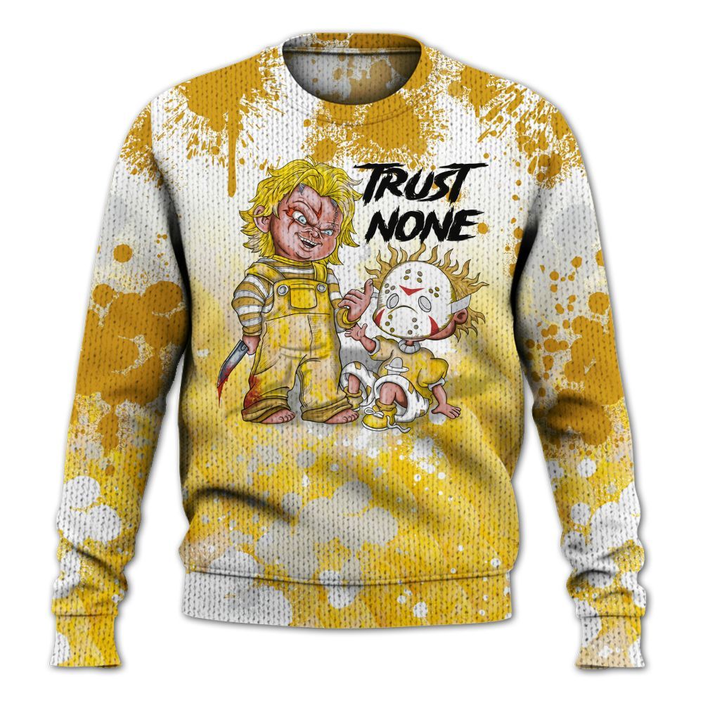 Knitted Sweater To Match Low Yellow Python 11s - Trust No One Scary