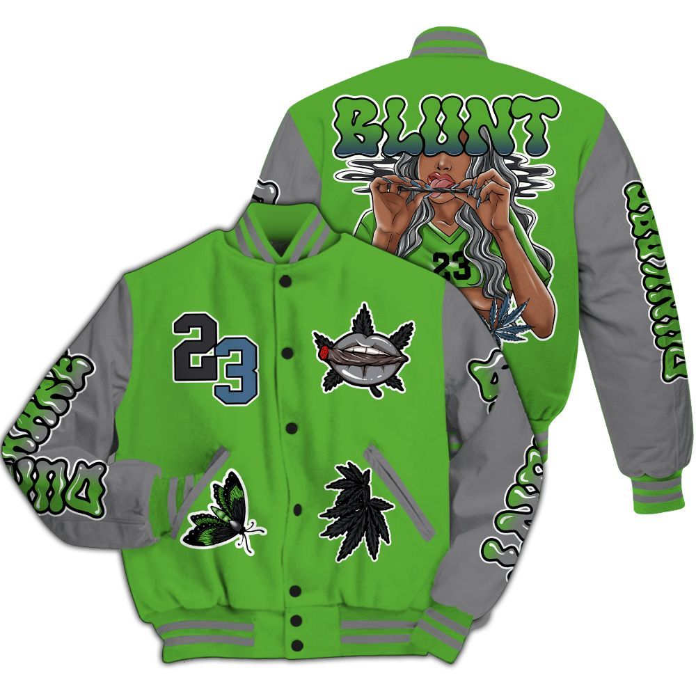 Varsity Jacket To Match Retro Green Bean 5s - Bluntz Unique All Over Print