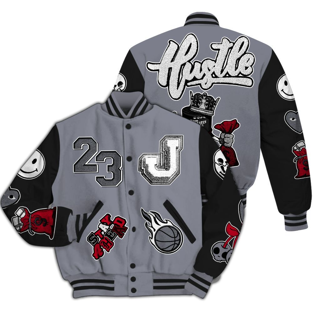 Varsity Jacket To Match Retro Black Flint 13s - Hustles Money Number 23 All Over Print