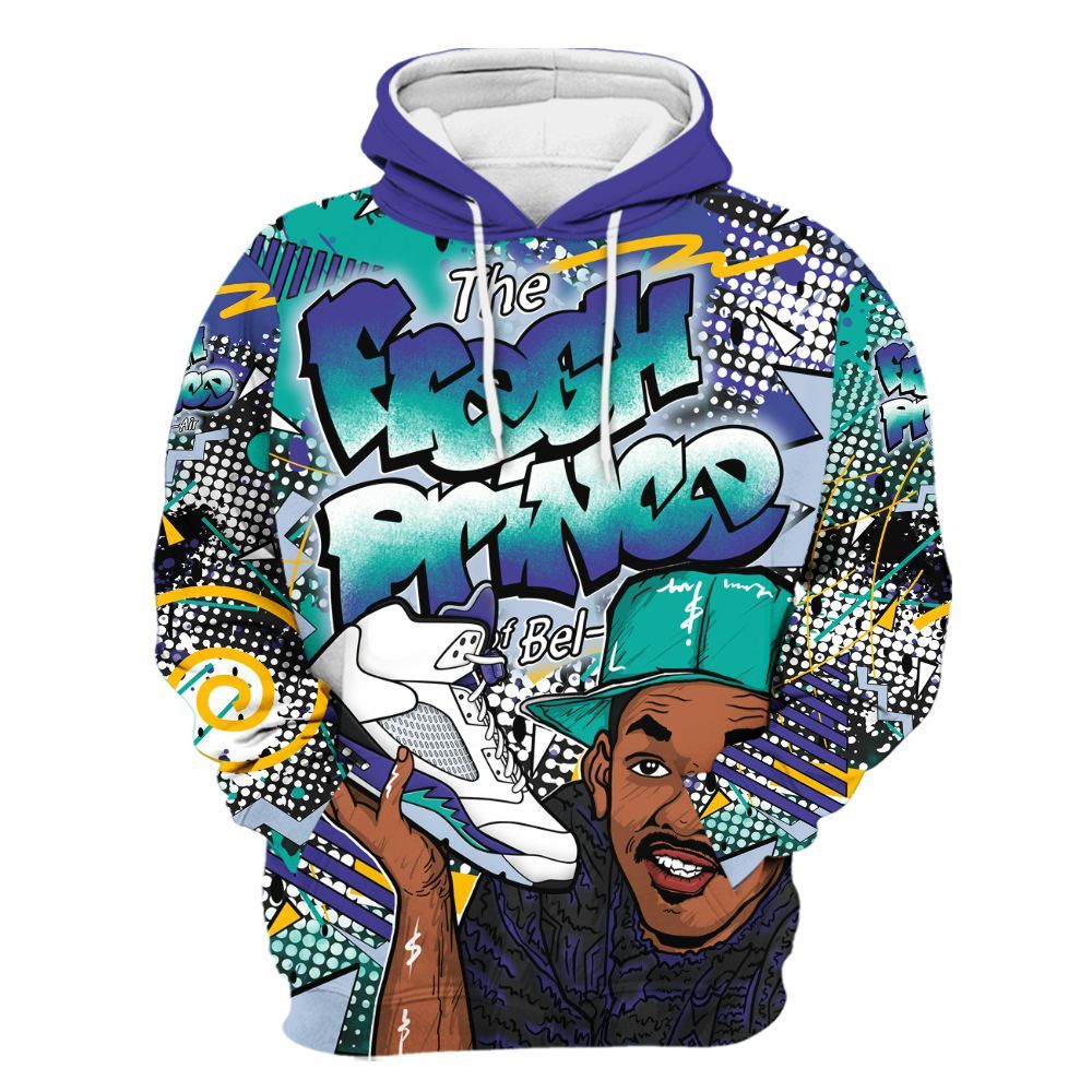 Hoodie To Match Retro Grape 5s - Fresh Sneaker 90s All Over Print