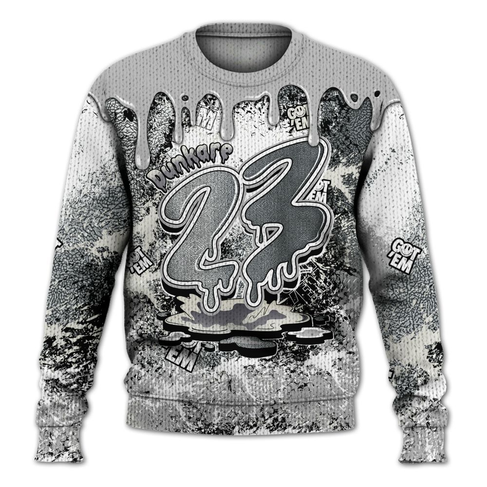 Sweater To Match Cement Grey Silver 3s - Dripping 23 Drip Graphic