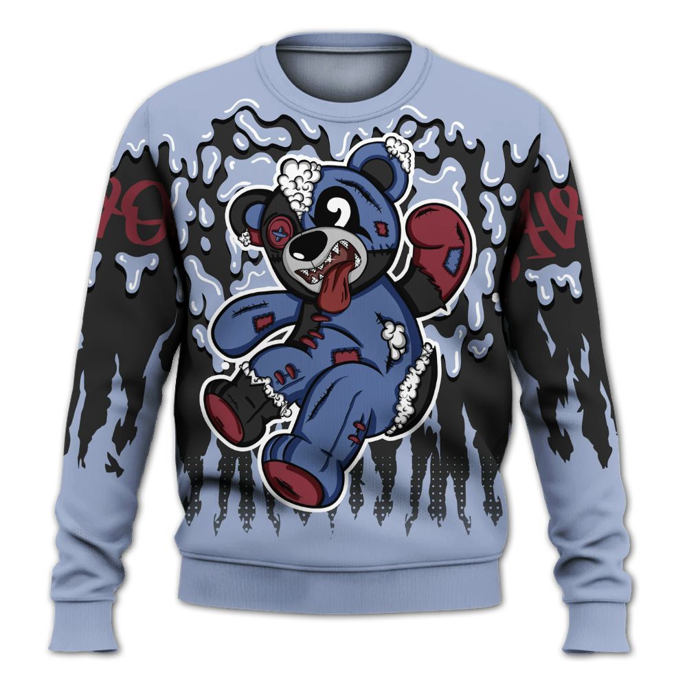 Sweatshirt To Match Black Metallic 5s - Havok Bear Dripping All Over Print